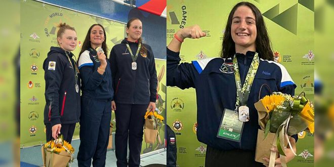 Syrian swimmer Inana Suleiman gains gold medal in Military Games in Russia