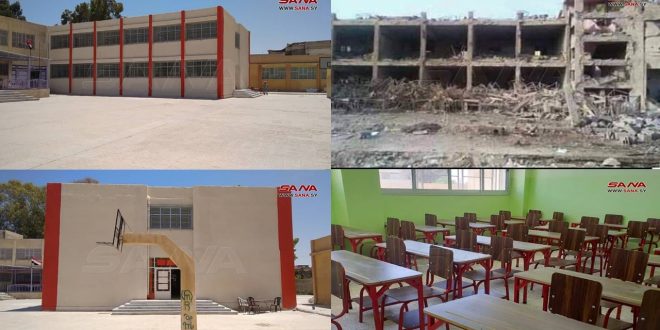 Rehabilitan una nueva escuela afectada por el terrorismo en la provincia de Hasakeh