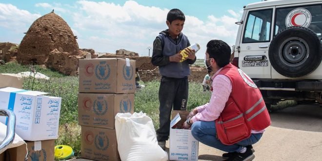 Entregan ayuda humanitaria y doméstica a 34,000 familias en Swieda, Siria