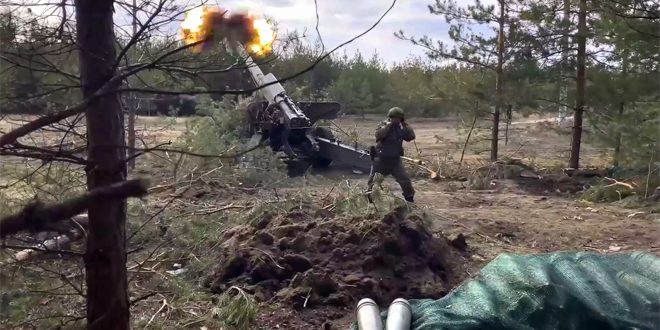 El trabajo de las tripulaciones de las fuerzas de artillería/ foto del Ministerio de Defensa de Rusia
