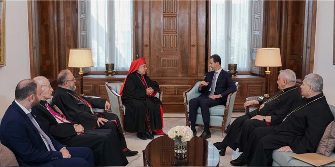 Presidente Al-Assad recibe a una delegación de obispos católicos armenios