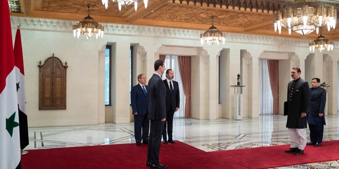 رئیس جمهور بشار اسد استوارنامه سفیر فوق‌العاده و تام‌الاختیار جمهوری اسلامی پاکستان در سوریه را پذیرفت 5-12-2022