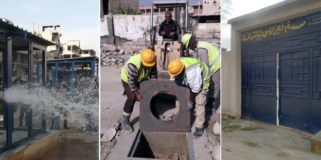 В районе Хаджар Аль-Асвад усиленными темпами восстанавливаются объекты инфраструктуры