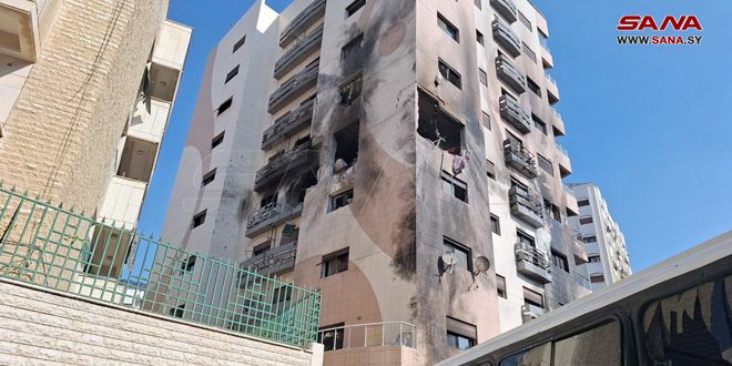 Ущерб в результате израильской агрессии против жилого дома в районе Кафр-Суса в Дамаске(фото)