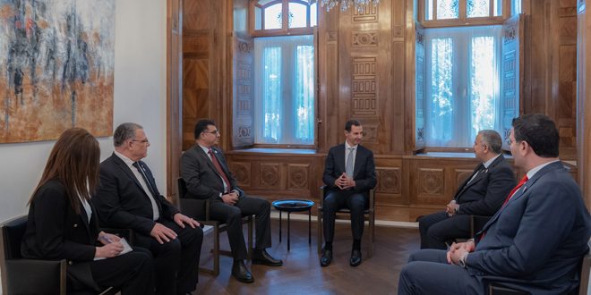 Cumhurbaşkanı Esad, Arap Tarım Bakanlarının Dörtlü Toplantısına Katılanları Kabul Etti