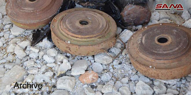 Two citizens injured in blast of a land mine left behind by Daesh terrorists in Hama countryside