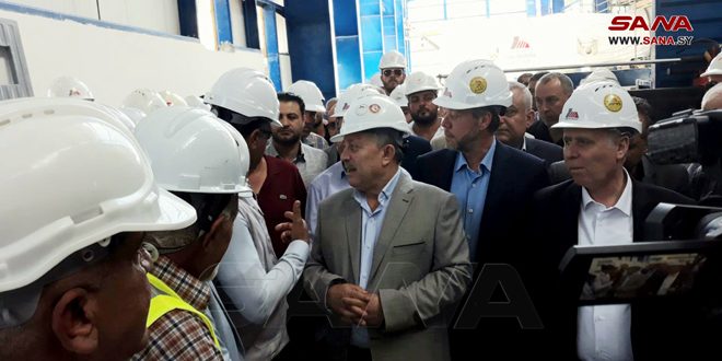 Arnous inspects progress of work at al-Rastan power plant in Lattakia countryside