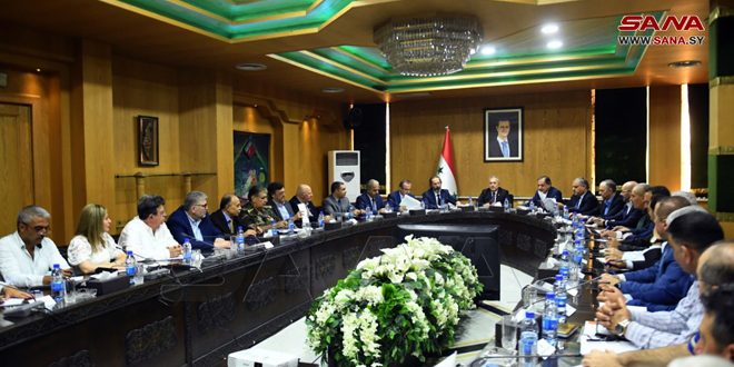 Governmental meeting in Aleppo in light of legislative decree No.13 on reviving the Old City neighborhoods