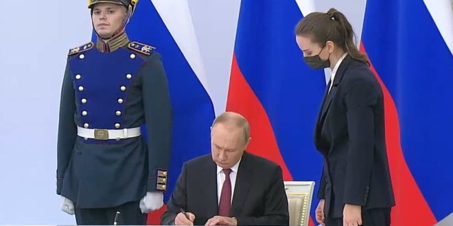 Putin signs treaties on Luhansk ,Donetsk,Zaporozhye  , and Kherson accession to Russia