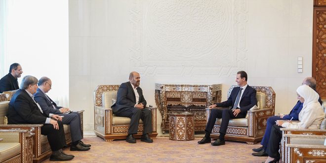 President al-Assad meets Qassemi …Continuous work among Syrian –Iranian institutions for activating bilateral agreements discussed