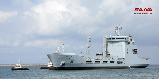 A Pakistani aid ship arrives at Lattakia Port