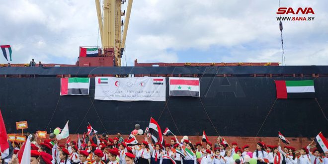 Emirati aid ship arrives at Lattakia Port