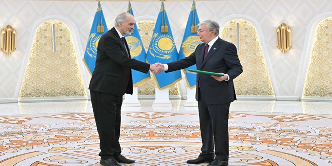 Al-Jaafari presents credentials as Syria’s non-resident ambassador to Kazakhstan