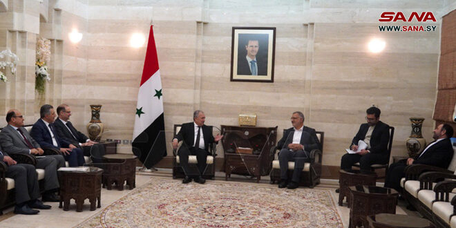 Arnous, Zakani discuss means of joint cooperation between the governorates of Syria and Iran