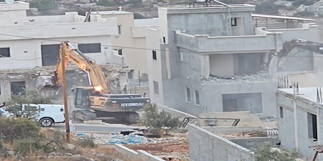 Occupation forces demolish two houses, facilities near Salfit