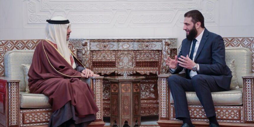 Leader Al-Sharaa meets Bahraini delegation headed by Sheikh Ahmed bin Abdulaziz Al Khalifa