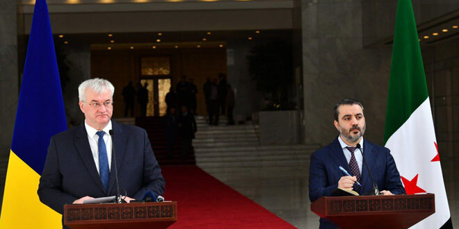 Al-Shaybani to his Ukrainian counterpart: The new Syrian State welcomes all delegations, seeks to build new relations with them