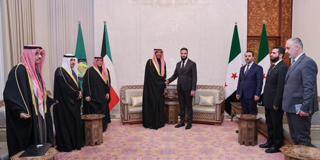 Leader Al-Sharaa meets with Kuwaiti Foreign Minister and GCC Secretary General