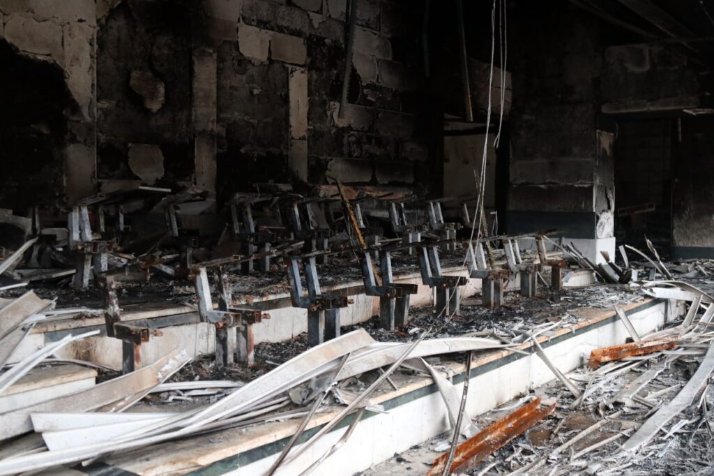 Huge material damage to Aleppo International Stadium in deliberate fire that broke out a few days ago