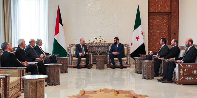 Leader al-Sharaa and Foreign Minister receive Palestinian delegation