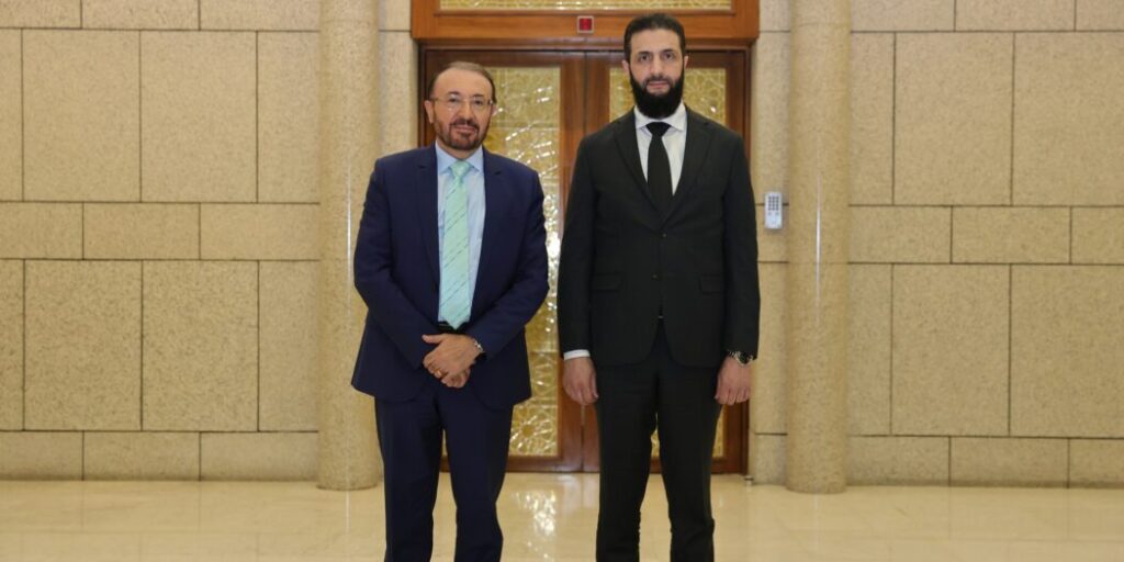 Leader al-Sharaa receives Journalist Faisal al-Qassem at the People’s Palace in Damascus