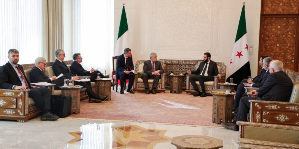 Leader al-Sharaa meets with Italian delegation headed by Foreign Minister Tajani