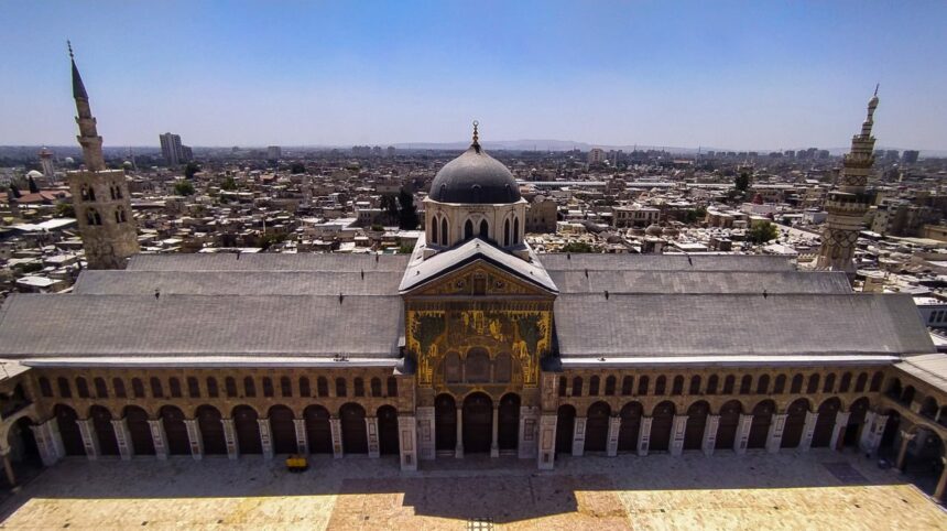 Minarets of Umayyad Mosque ...Architecture masterpieces which rise up in Damascus sky