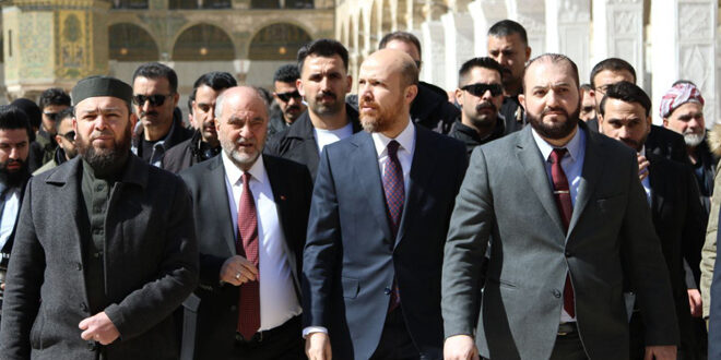 Endowments minister receives Turkish President's son at Umayyad Mosque
