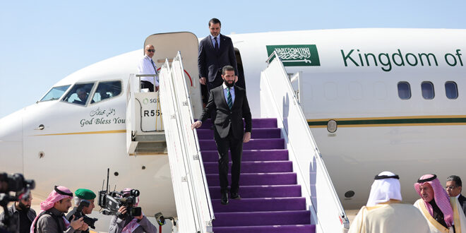 President al-Sharaa arrives in Riyadh