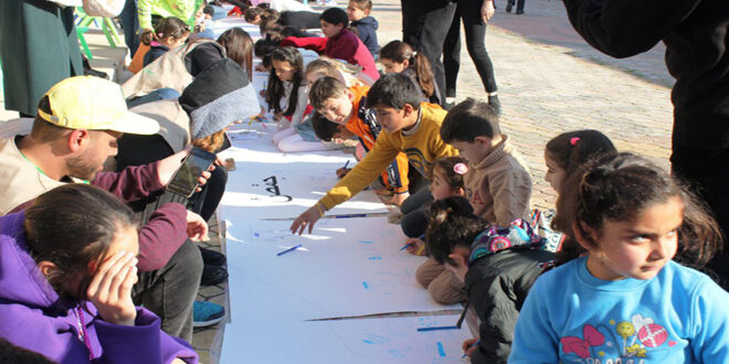 Children’s Art activity in Tartous focusing on the unity of Syria and its beautiful geography