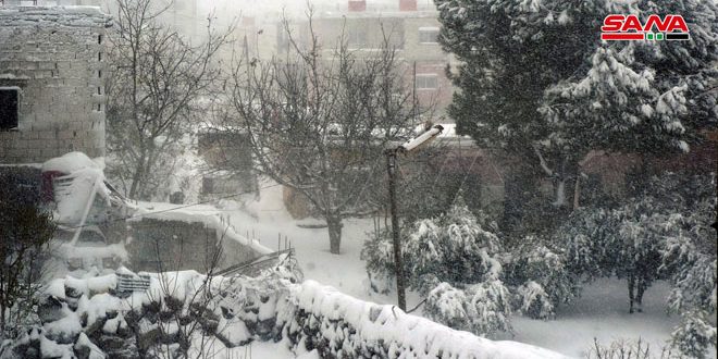 Bajas temperaturas y nevadas en Qanawat, Sweida