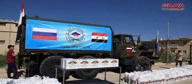 Rusia entrega ayuda humanitaria a desplazados en una localidad en Damasco-campo