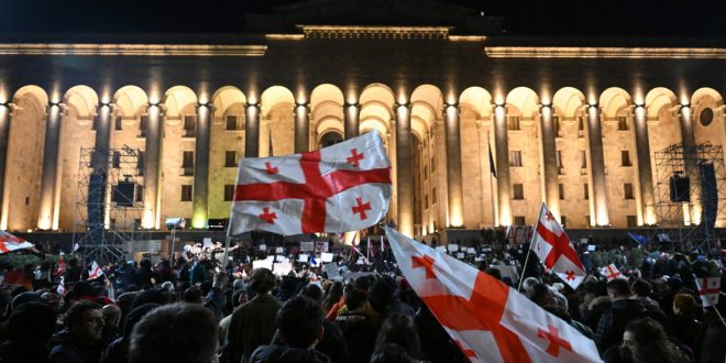 Pueblo georgiano durante protestas masivas