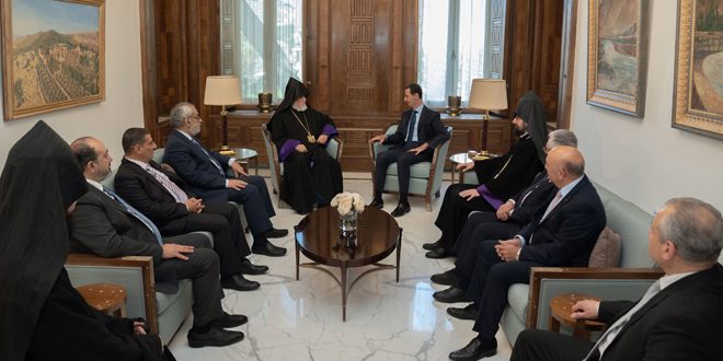 دیدار رئیس جمهور دکتر بشار اسد با آرام کشیشیان اول رهبر ارامنه حوزه سیلیسی و هیات همراه 24-5-2022