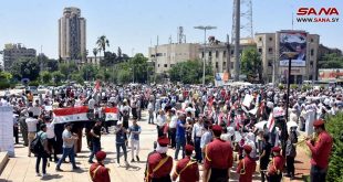 تجمع گسترده مردم در حلب برای مخالفت با اشغالگری ترکیه 28-5-2022