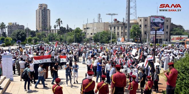 تجمع گسترده مردم در حلب برای مخالفت با اشغالگری ترکیه 28-5-2022