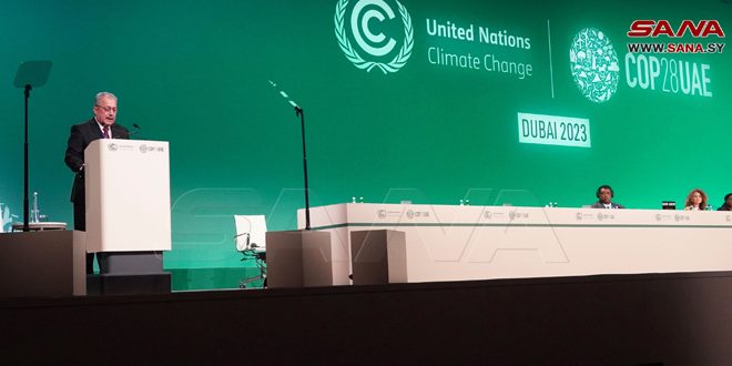 Lors du sommet de l’action climatique à Dubaï, Arnous affirme que la Syrie s’était engagée et continue de respecter les accords internationaux relatifs à l’environnement