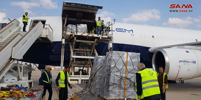 Arrivée à l’aéroport international de Damas d’un avion d’aides aux arrivants du Liban