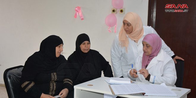 Массовый приток пациентов в больницу «Ибн Аль-Валид» в Хомсе в рамках кампании по скринингу рака