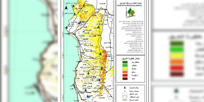 غابات شمال غرب سورية تتأثر بمستويين من خطورة الحرائق