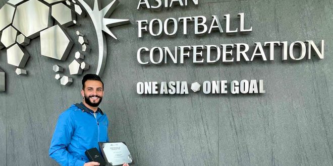 الحكم الدولي السوري شادي الشحف يحصل على شهادة الأكاديمية الآسيوية للحكام الواعدين بكرة القدم