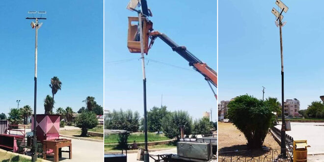 تركيب 16 جهاز إنارة تعمل بالطاقة الشمسية في مدينة درعا